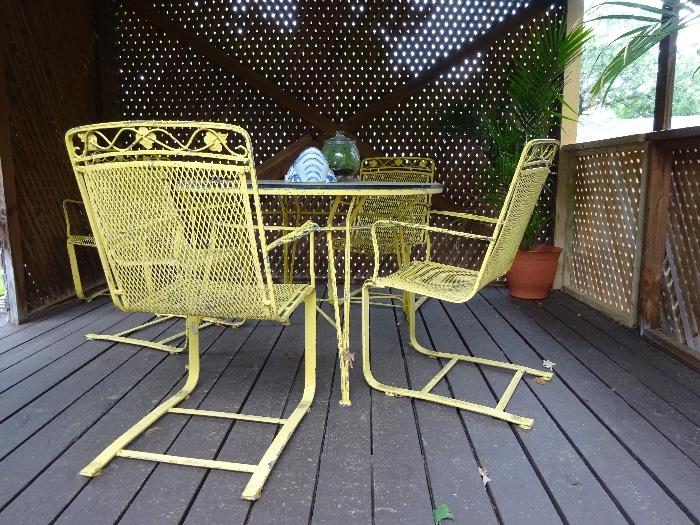 metal table and chairs