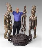 AFRICAN Art Items James E. Adkins Collection: Carved and beaded wood figures and artifacts.