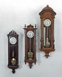 30) Biedermeier Single Weight Regulator; 97) Walnut Case Vienna Regulator; 29) Anton Hawelk Single Weight Calendar Regulator.