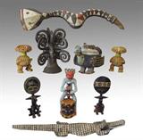 AFRICAN Art Items James E. Adkins Collection: Carved and beaded wood figures and artifacts.