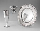 Fine Estate Sterling: 182) Tiffany & Co. Vase; 180) Georg Jensen Sugar Basket; 115) 1919 Shreve & Co. California Executive Mansion Plate