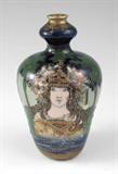 10) Nikolaus Kannhäuser (attributed) Teplitz Portrait Vase: Nouveau era, Riessner, Stellmacher & Kessel mark Ca 1892-1902. 5 3/8”h