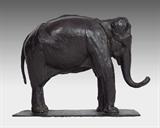 BUGATTI, Rembrandt, (Italian, 1884-1916): Elephant, Bronze, 10.8" h. x 15" w. x 4.8" d., incised signature, stamped Cire Perdue, AA Hebrard and incised (2), circa 1912, 19.5 lbs/8.85 kilograms, fresh from the estate. Illustrated on Page 329 in Bugatti's Repertoire Monographique by Fromanger. We have been made aware that there are only 2 known examples of this casting; the one that appears in the catalog raisonne, and this piece we are offering. Rare and highly prized, Bugatti's animal bronzes have commanded in excess of 2 million dollars at auction. Bugatti battled depression, and as a result took his life at a very young age of 31. He is of the same family as Carlo, a furniture craftsman, and the most famous, Ettore, automotive engineer and design legend. This piece was inherited from several wealthy ladies who were world travelers, to their caretaker over 45 years ago, to his nephew approximately 10 years ago, who had no idea of the importance or value until bringing it to an apprai