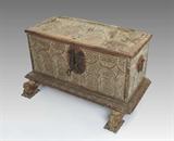 18) Ornate Antique Carved Coffer with Carved Lion base