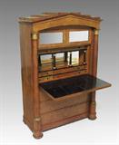 31) 19th C Biedermeier Fall Front Secretary: Bookmatch walnut veneer, 65” h