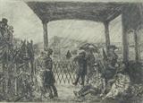 212) John Sloan Etching “Wake on the Ferry”