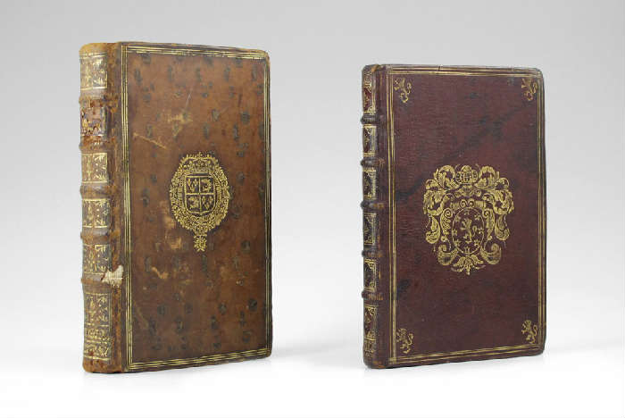 Important French Armorial Crest 17th and 18th C Books from the French Royal Family.  Louis XVI Association.  Grace Whitney Hoff Armorial Bookplate.