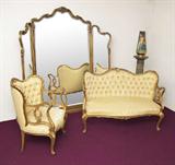 TURN OF THE CENTURY GILT WOOD FRENCH FURNISHINGS.