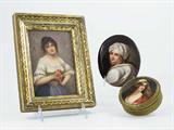 "Listetta" Porcelain Plaque: 6 1/4" h" and Portrait Plaque, Beatrice Cenci after Guido Reni; "Ayesta" Hutschenreuther Dresser Box by Wagner, 3 1/2" dia.