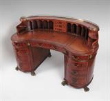 20th C Victorian Style Leather Top Pedestal Desk.
