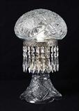 18”h Mushroom Shape Cut Glass Table Lamp