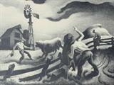 Thomas Hart Benton Lithograph, “Photographing the Bull”