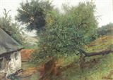 Lot 44:  TUBBECKE, Paul Wilhelm, (German, 1848-1924): Landscape with Cottage, Oil/Canvas Est. $1500/2500**