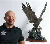 Lot 100:  GHIGLIERI, Lorenzo E., (American, 1931- ): ''Majestic Spirit'', .999 Silver & Bronze Eagle, 34'' x 23'' x 20'', approx. 500 troy ounces of silver, signed, numbered edition of 50, with COA, title, and original receipt for over $20,000.00 in 1987. Sold with original packing crate! Est. $15000/25000**