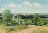 Lot 134:  SCHLEHAHN, Albin, (German, 1870-1939): Panoramic Landscape, Oil/Canvas Est. $800/1200**
