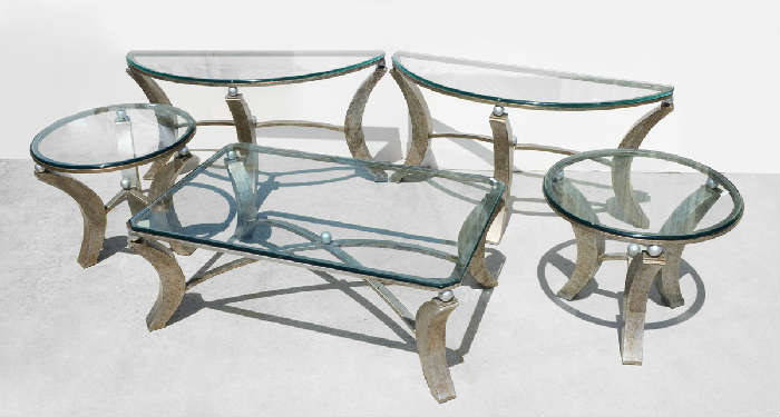 Silver Gilt Glass Hall & End Tables