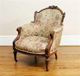 Carved Chair w/Brocade Upholstery