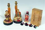 Hakata Doll Lamps & Japanese Doll w/interchangeable wigs
