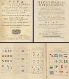 Lot 250: MARRYAT, Captain Frederick RN (British 1792-1848): ''A Code of Signals For the Use of Vessels Employed in Merchant Service'', Third Edition with the addition of a list of agents to Lloyd's, published by JM Richardson, Cornhill and dated 1820. Hand colored fold out of flags. Cloth boards with paper label on front. 10'' x 6 1/2''.
CONDITION: Wear to covers, evidence of water, some writing on several pages.
Lot 441: DA ROMA, Simone: ''Vita Della Beata Elena da Udine'', published 1760, Antonio Pedro, Udine. 78 pages plus additional 7 page appendix published in 1761. Rebound in 19th century animal skin. Measures 10'' x 7 1/4''.
CONDITION: Rebound, evidence of water. Please call for condition, sold as-is.