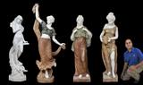 Lots 126-129: Collection of 4 Life Size Full Body Neo-Classical marble Figures, the tallest, 65" h.