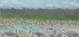 Lot 35: COHEN, Gabriel, (French, Israeli, 1933- ): Chinese Waterfront Scene in Shanghai, Oil/Canvas 22'' x 45 5/8'', signed lower right, dated 1975, gold frame with minor wear 24 1/4'' x 48 1/2''. Est. $1500/2500**