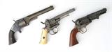 1245) Smith & Wesson #2 Old Model Army; 1245A) Manhattan Arms .36 caliber Navy Revolver; 1245B) Engraved & Inlaid Pinfire Pistol with Ivory Grips.
