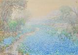 Lot 1255:  ONDERDONK, Julian, (American, 1882-1922): Field of Blue Bonnets in a Rainy Landscape, Watercolor/Pastel, 7 1/4'' x 10 1/4'', signed lower right, framed. Est. $10000/20000**
CONDITION: Mild toning, stain in upper right corner, laid down to back board, sold as is.