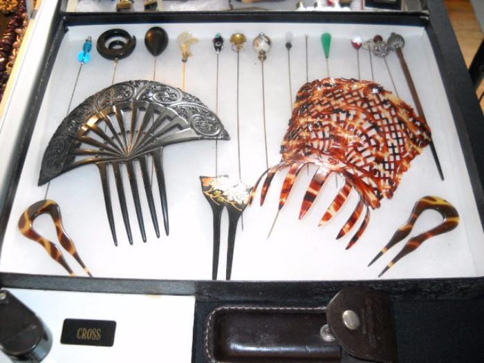 VICTORIAN HAIR COMBS AND HAT PINS