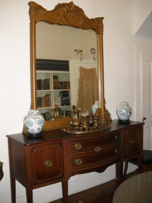DUNCAN PHYFE SIDE BOARD WITH HUGE MIRROR