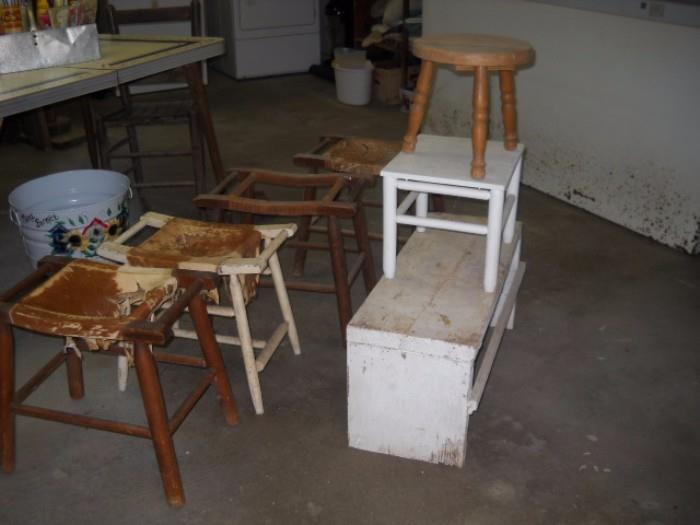 COW HIDE STOOLS AND BENCHES