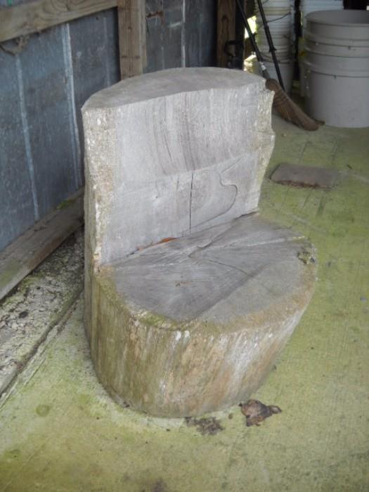 CHAIR MADE FROM TREE TRUNK