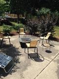 Fire Pit and stacking outdoor chairs