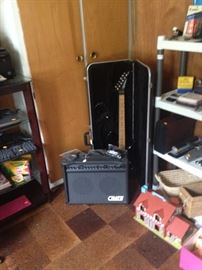 Crate amp and a Peavey Racer guitar and case