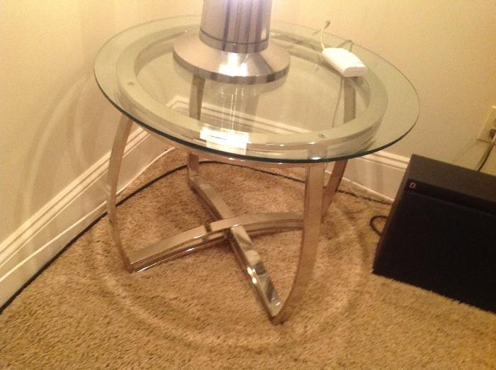 Modern Round Glass Top Brass End Table - 2 of 2  