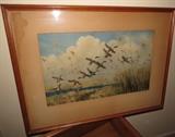 Signed Peter Scott, Taking to Wing  Ducks in flight print