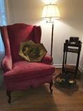 Antique wingback chair & Smoking stand 