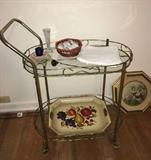 Brass and glass tea cart