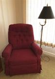 Rocker recliner and floor lamp.