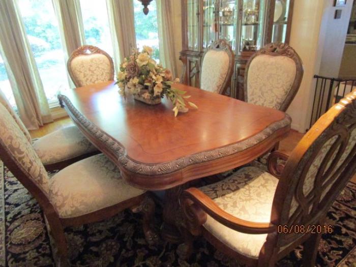 FORMAL DINING TABLE;  HAS 2 LEAVES, TABLE PAD