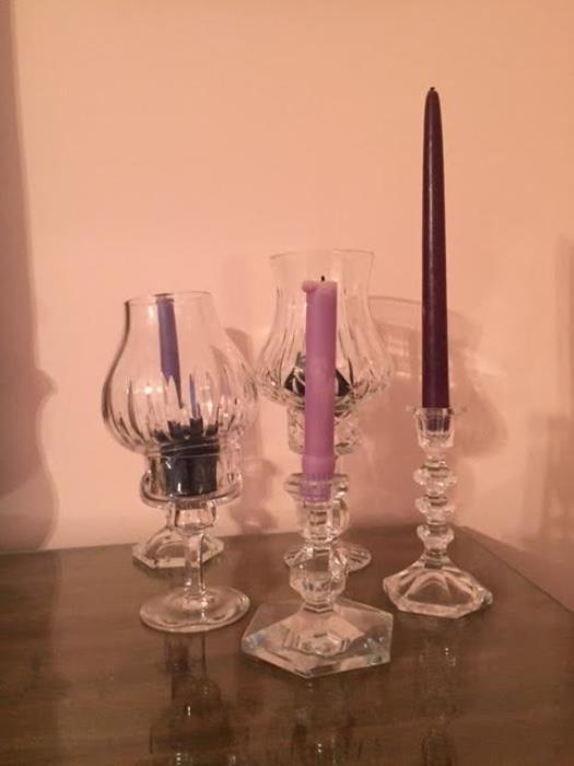 Large selection of glass candlesticks