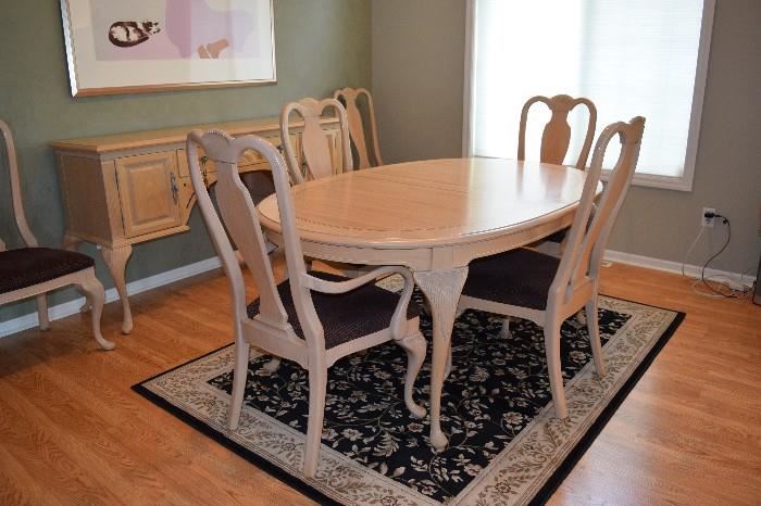 Bernhardt Dining Room Table with two extensions and eight chairs. (Atrium Court with Inlay)