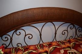 Wicker Frame Day Bed with Trundle and beautiful Bark Cloth