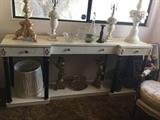Regency console table, decorating statement piece, pair marble lamps, more