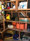 Air mover, Stihl accessories and misc gear, welding mask with headphones, funnel dept!