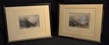 Pair of 4x6 Antiquarian lithographs, framed and matted: Honister Crag Cumberland by T. Allon & W. Floyd; Small Water Tarn from Nanfield, Looking Into Mardale by T. Allon & J. Sands