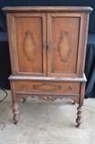 Vintage Cabinet with mirror back and false drawer
