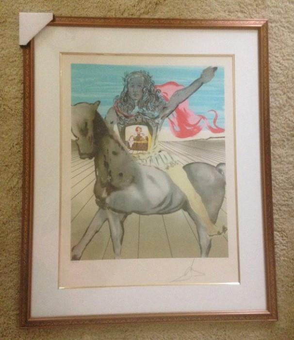 Salvador Dali: 'Chevalier Surrealiste' Lithograph Signed by Dali, Framed (Absolutely Authentic as Client Bought From Dali Himself at His NY Apartment in the 1980s) 