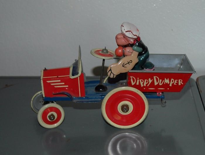 Marx - Rare "DIPPY DUMPER" Popeye tin toy.