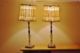 Circa 1920's pair of "Flapper" cast iron & crystal lamps