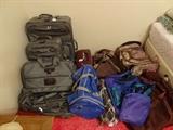 Various suitcases and tote bags